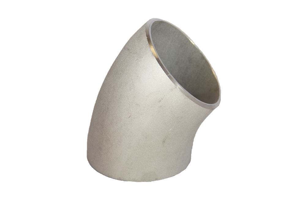 SS 316L 1.4404 Weld elbow 45 deg welded EN10253-4 21,3x2 mm R=28 mm