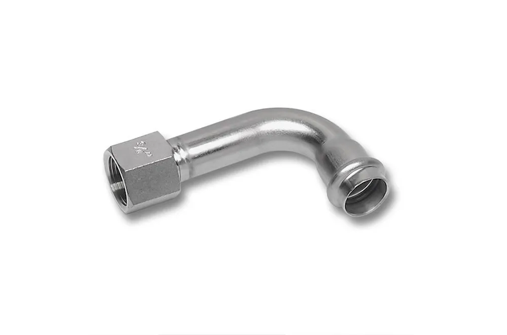 SS 316L 1.4404 NiroSan Press elbow 90 gr F/in BSP EN10226 18 mm x 1/2"