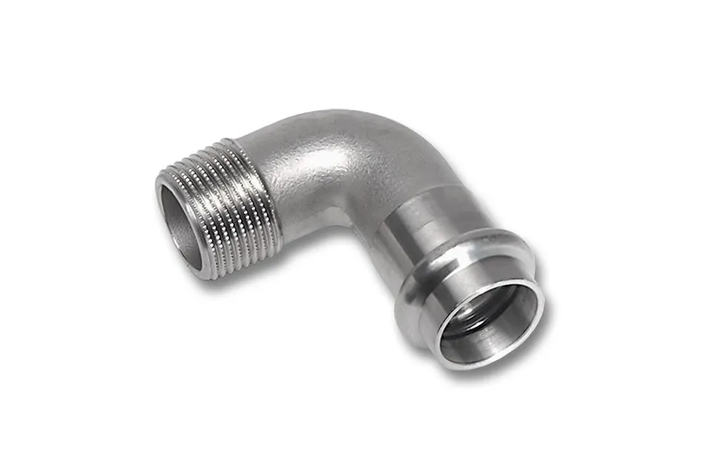 SS 304 1.4301 NiroTherm Press knee F/out BSP EN10226 18 mm x 3/4"