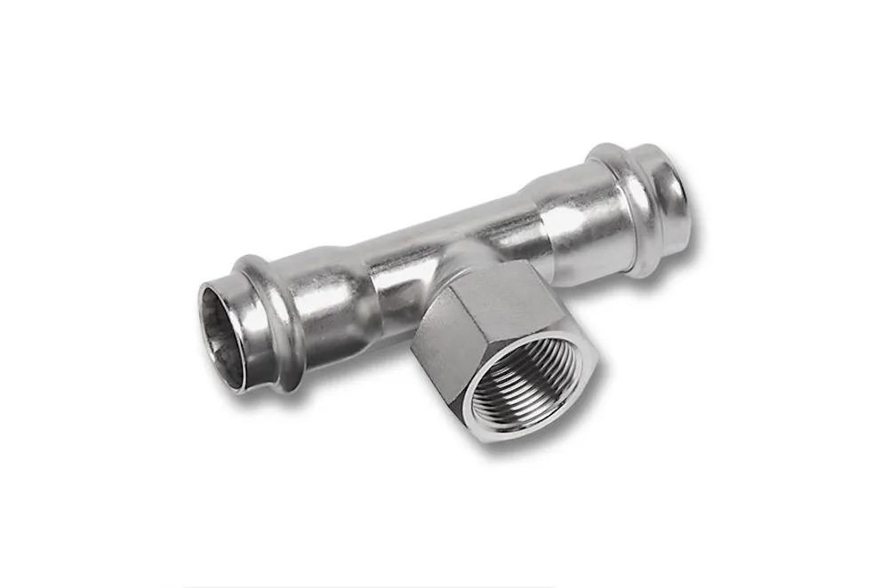 RVS 304 1.4301 NiroTherm Press verloop teestuk F/bi BSP/F EN10226 28x1"x28 mm