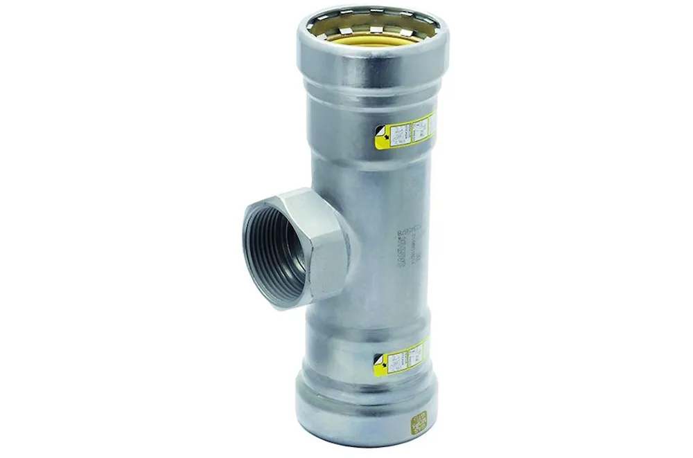 Steel SANHA Heavy Press Reducing Tee P/in BSP/P Gas 48,3x1"x48,3 mm