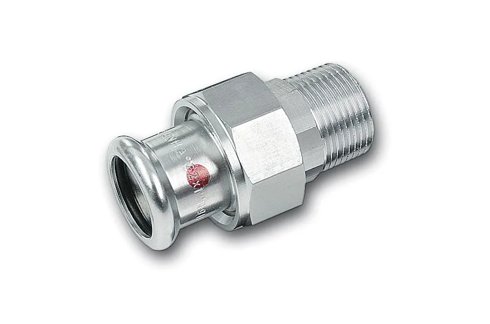 Steel SANHA Therm Press coupling 3-pcs flat F/out BSP galvanized 54 mm x 2"