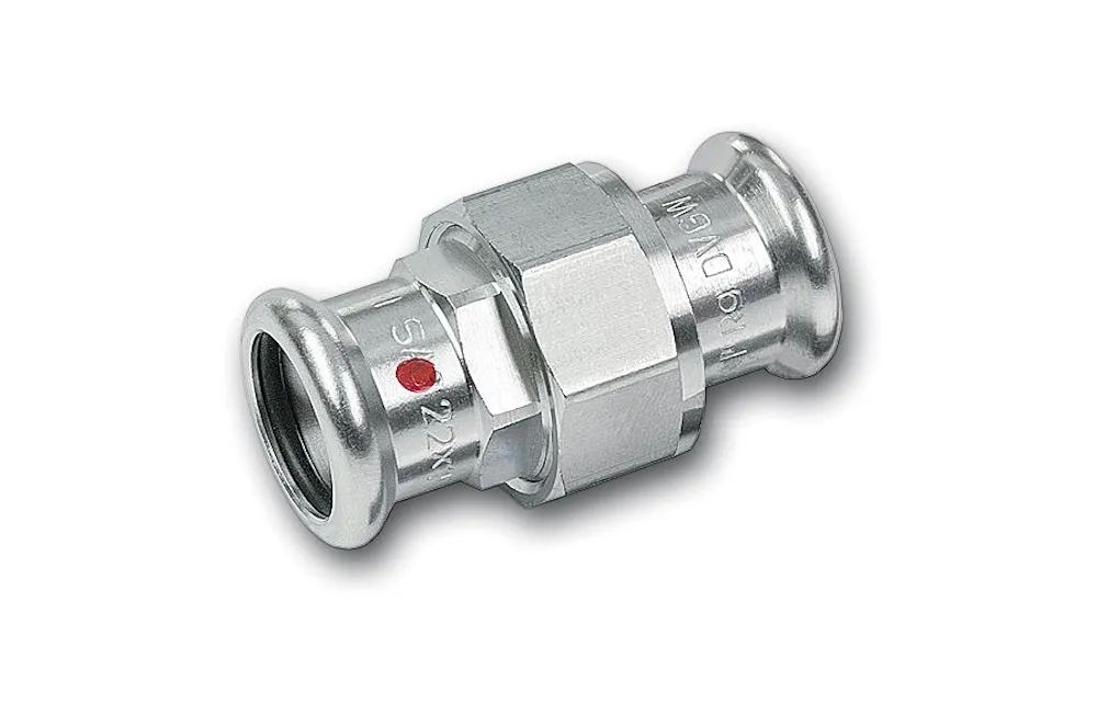 Staal SANHA Therm Press koppeling 3-delig vlak F/F verzinkt 35 mm
