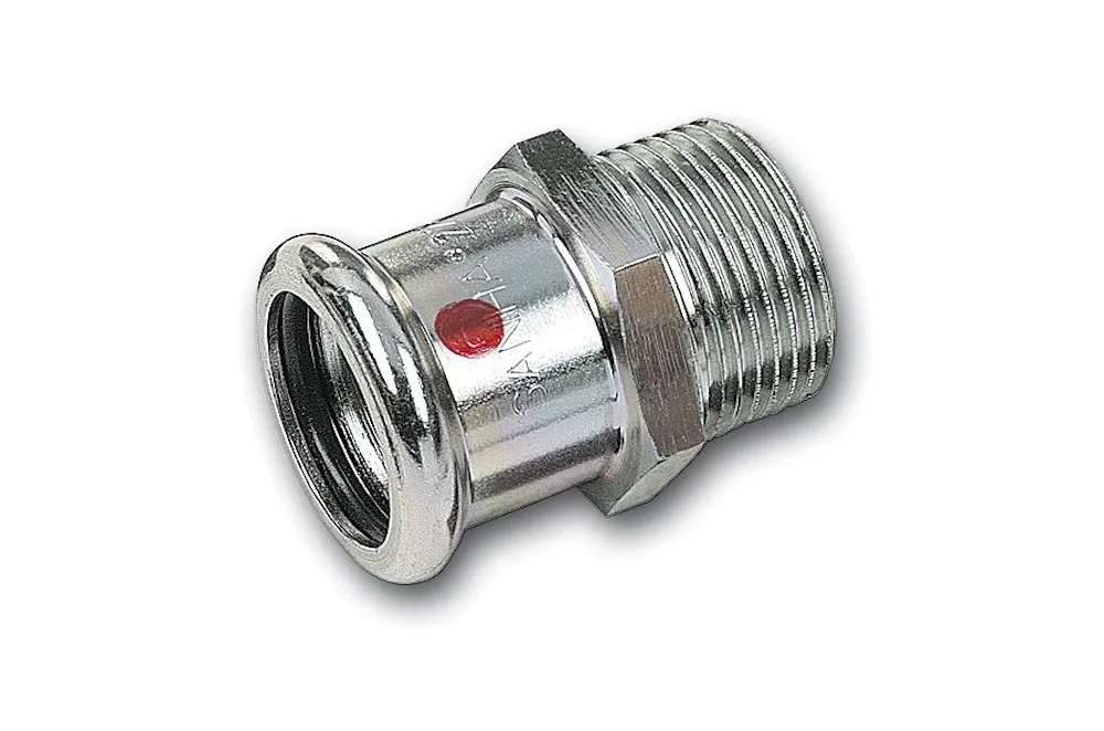 Steel SANHA Therm Press reducing nipple F/out BSP galvanized 22 mm x 1/2"